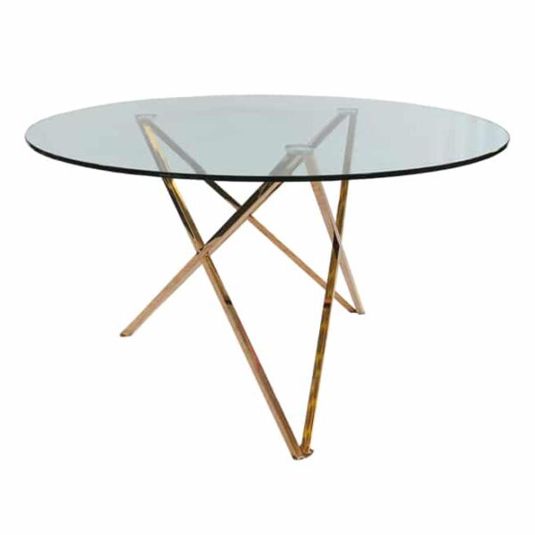 Round Glass Dining Table With Metal Legs 130cm