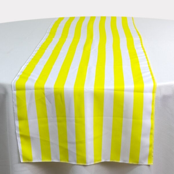 White and Yellow Striped Table Runner