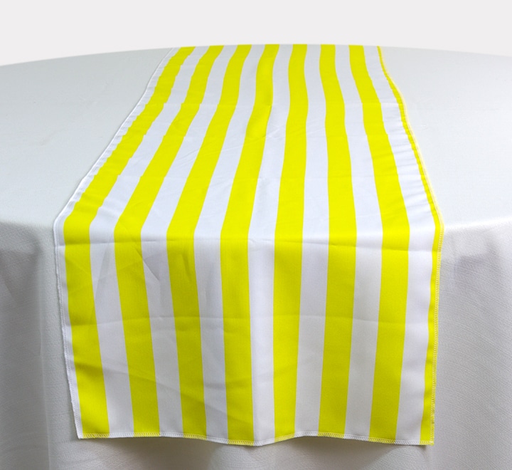 White and Yellow Striped Table Runner