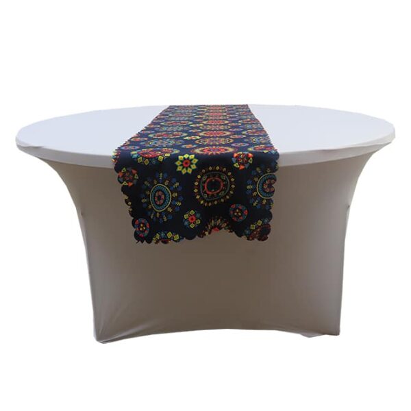 Circle patterned table runner navy