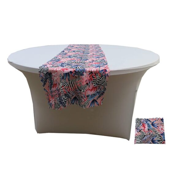 Table runner zebra/flamingo pattern pink