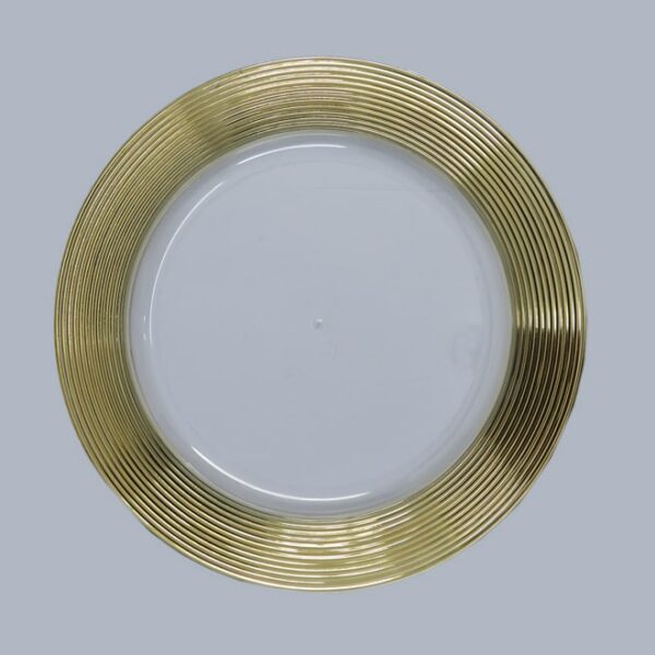 Clear plastic underplate with multi circle gold rim