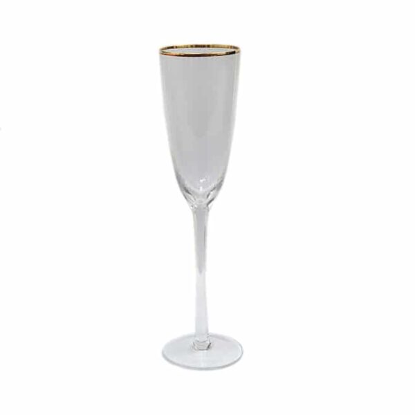 Crystal striped champagne glass gold rim