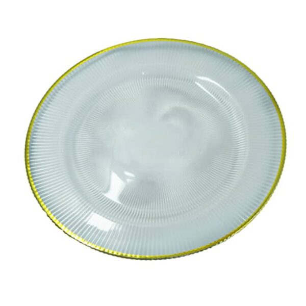 Gold rimmed clear glass pattern underplate