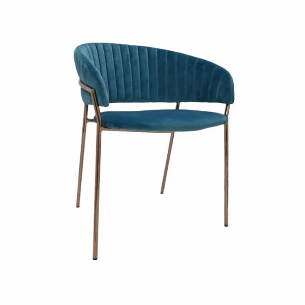 Occasional Velvet Chair With Gold Metal Legs