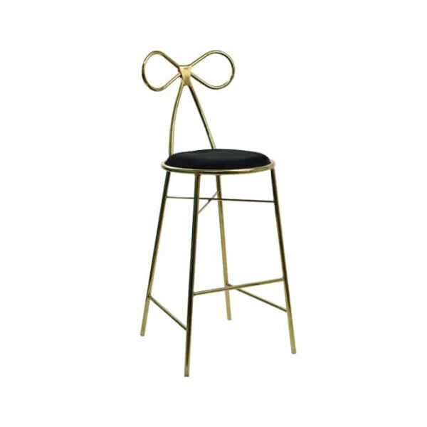 Metal Leg Bar Chair With Velvet Cushion