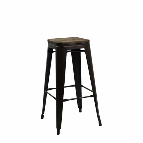 Tolix Bar Chair With Wooden Seat