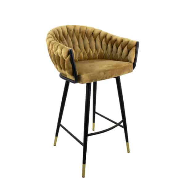 Braided Velvet Bar Chair Gold