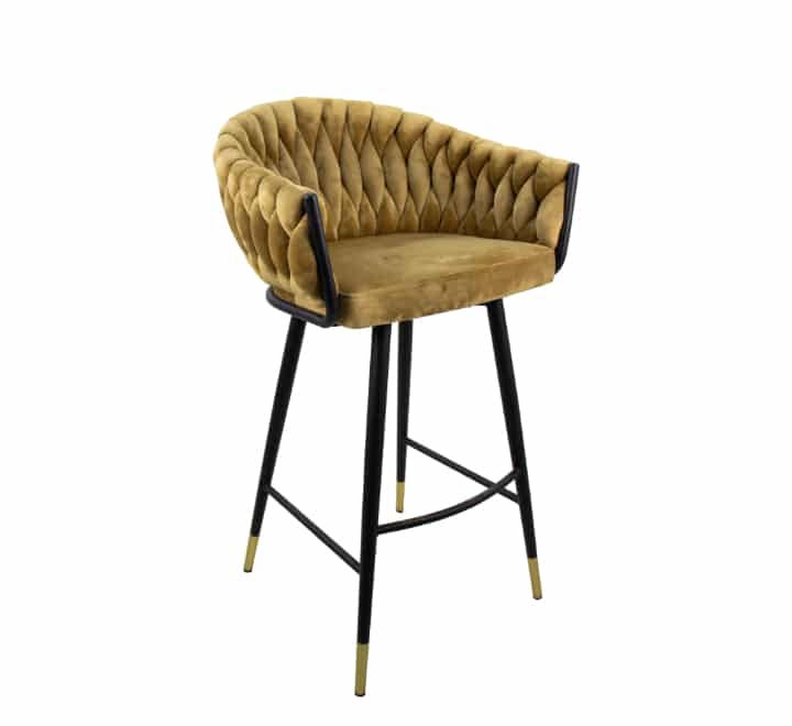 Braided Velvet Bar Chair Gold