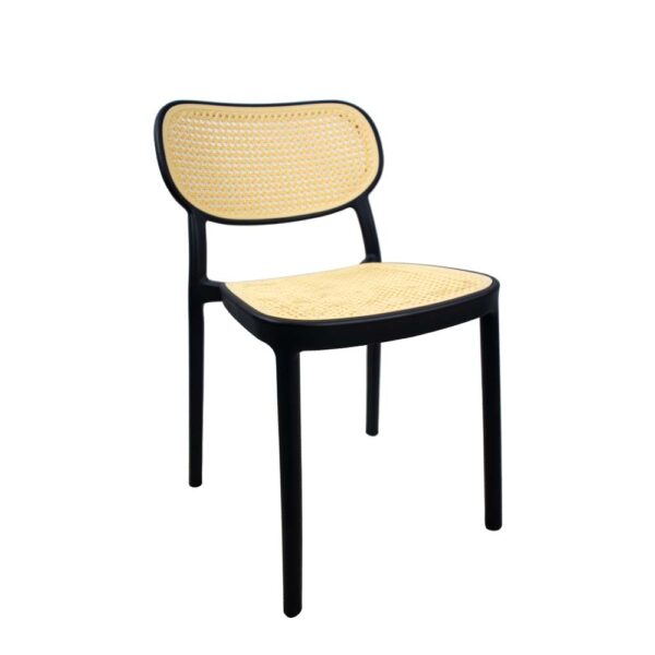 Beige Plastic Indoor Chair Black Frame