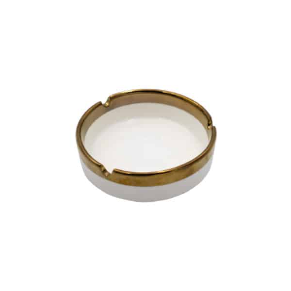 White Ashtray with Gold Edge
