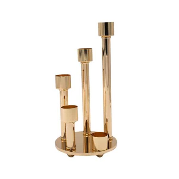 5 Holder Gold Candle Stand 29cm