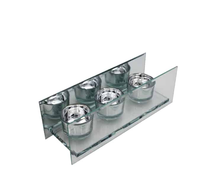 3pc Cup Candle Stand Silver