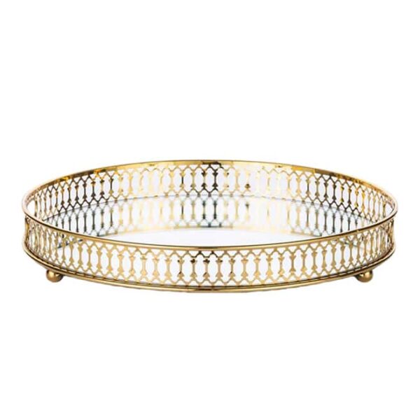 Round Gold Mirror Tray