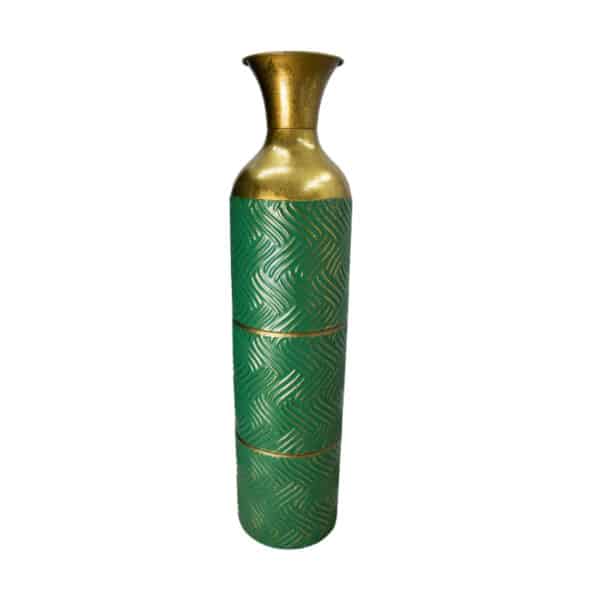 Metal Vase Green/Gold 80cm