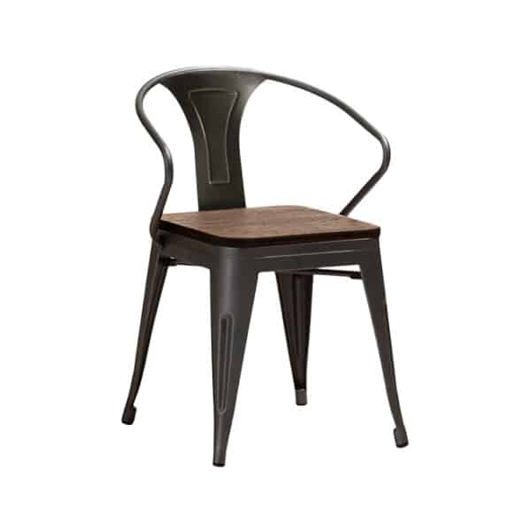 Replica Tolix Arm Chair With Wooden Seat