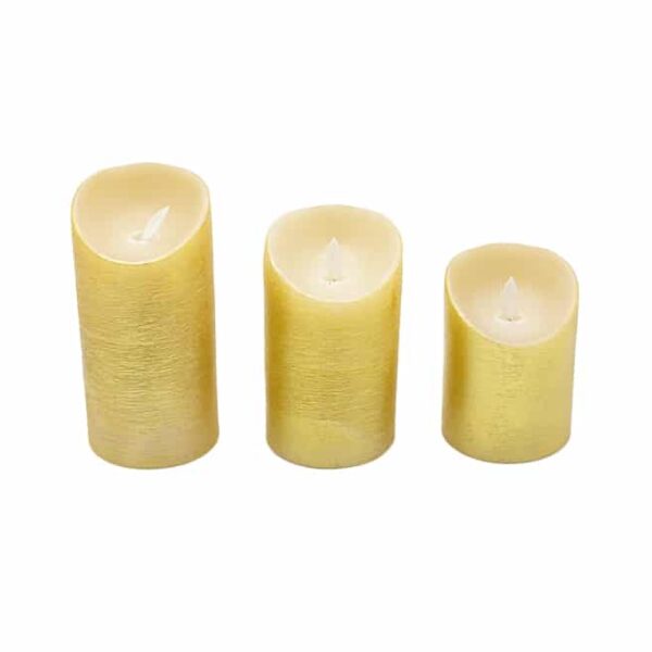 LED Gold Candle Set 3pc