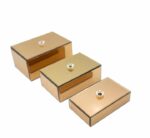 3pc Mirror Trinket Box Gold