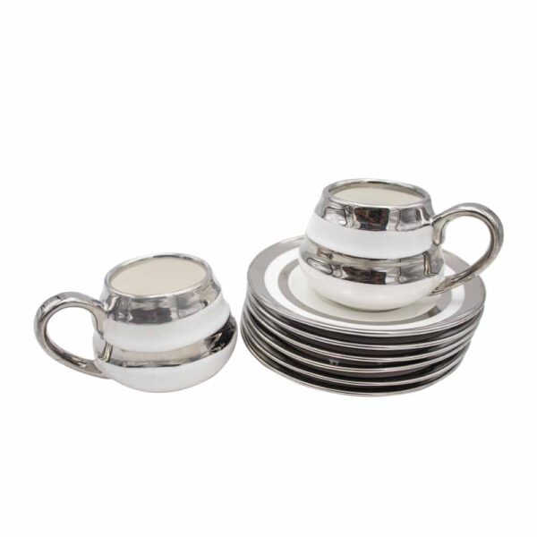 Cup and Saucer Set White/Silver