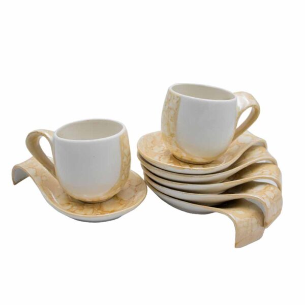 Cream White Cup & Saucer Set 6pc