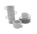 Cup & Saucer Set White 12pc