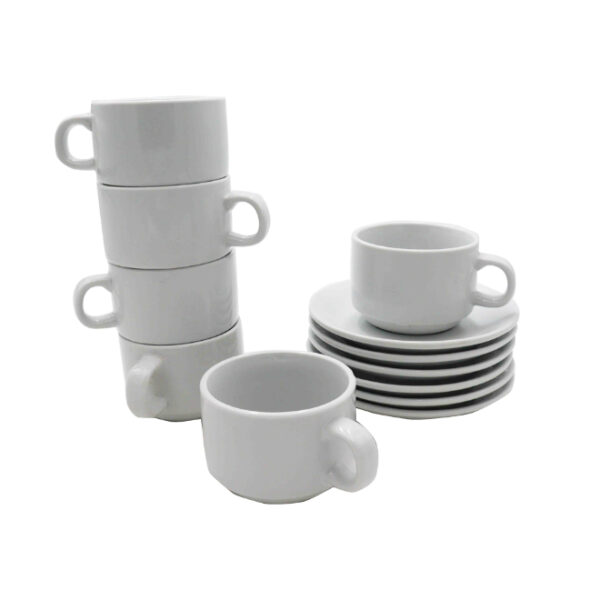 Cup & Saucer Set White 12pc