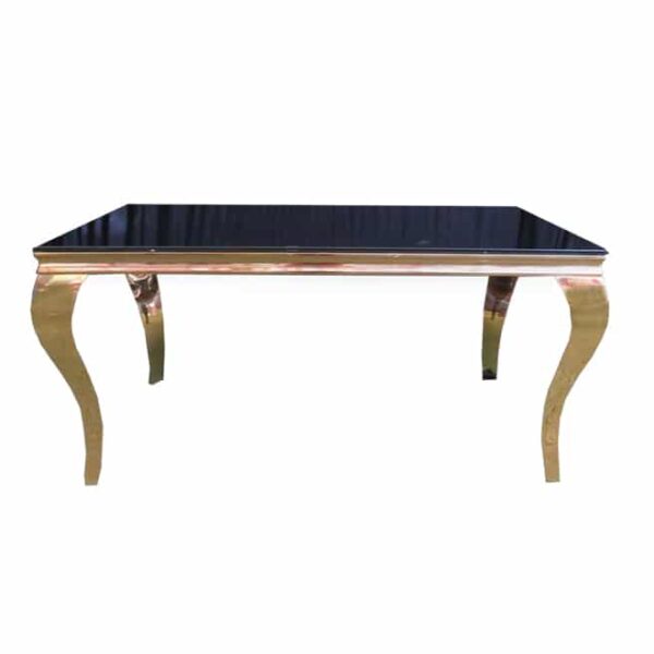 Black Reflective Top Glass Dining Table 1.5m