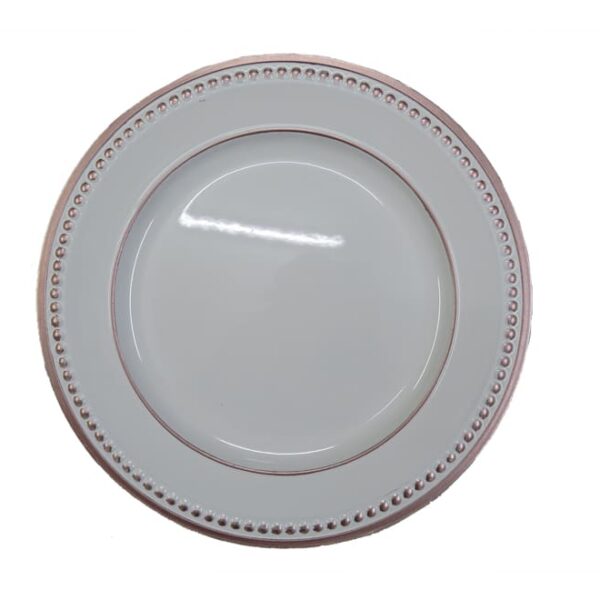 Plastic Beaded Underplate White With Rose Gold