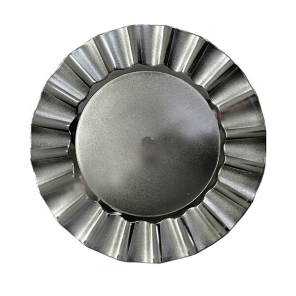 Plastic round underplate patterned rim antique silver