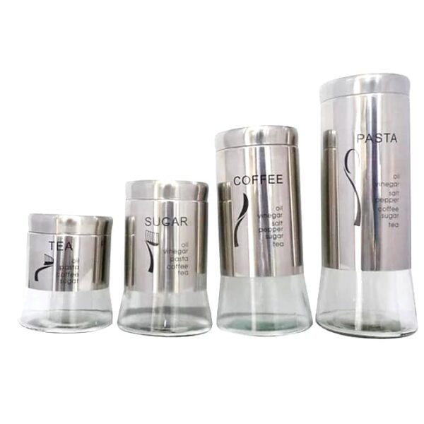 Printed Glass Canister Set 4pc