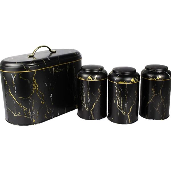 Marble Pattern Bread Bin With Canister Set