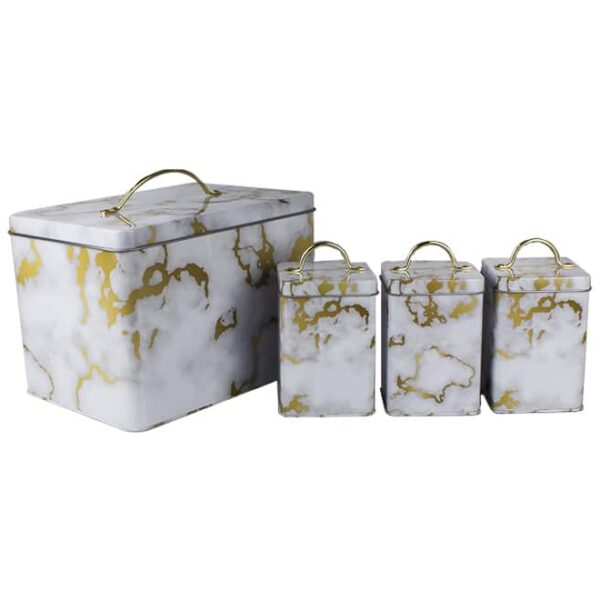 Marble Pattern Bread Bin With Canister Set