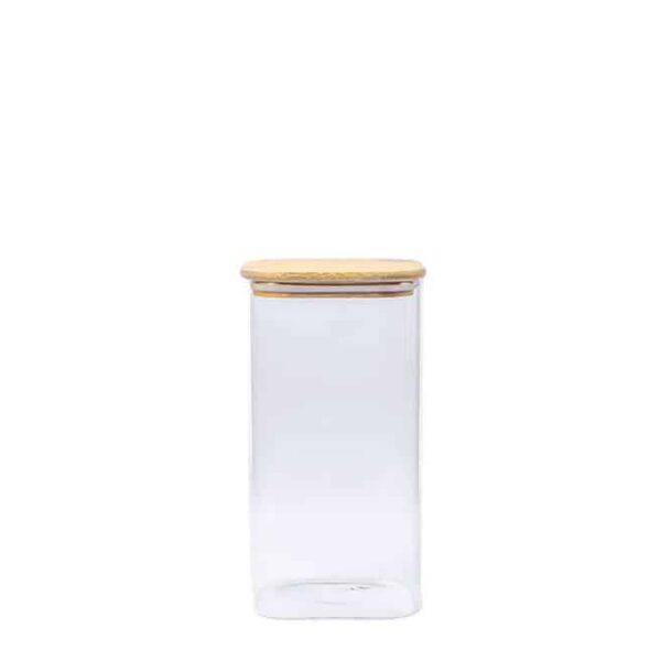 Square Glass Jar with Bamboo Lid