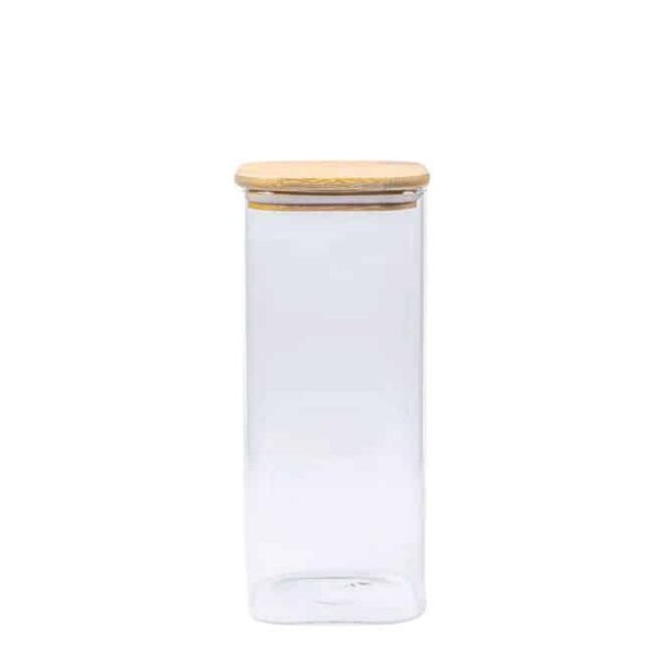 Square Glass Jar with Bamboo Lid