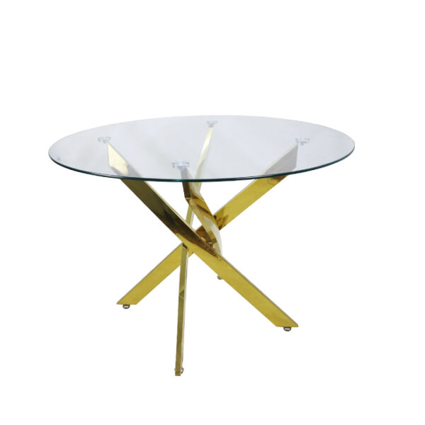 Round glass table with gold legs 100cm