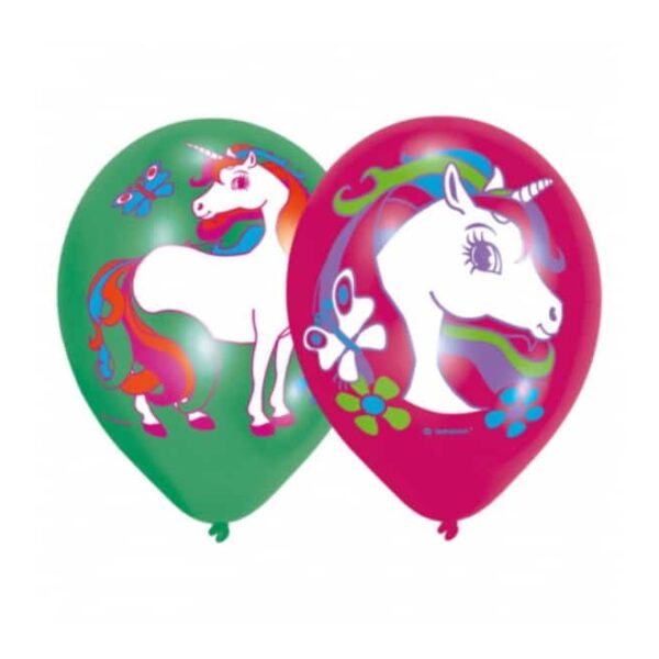 6pc Unicorn Latex Balloons 11"