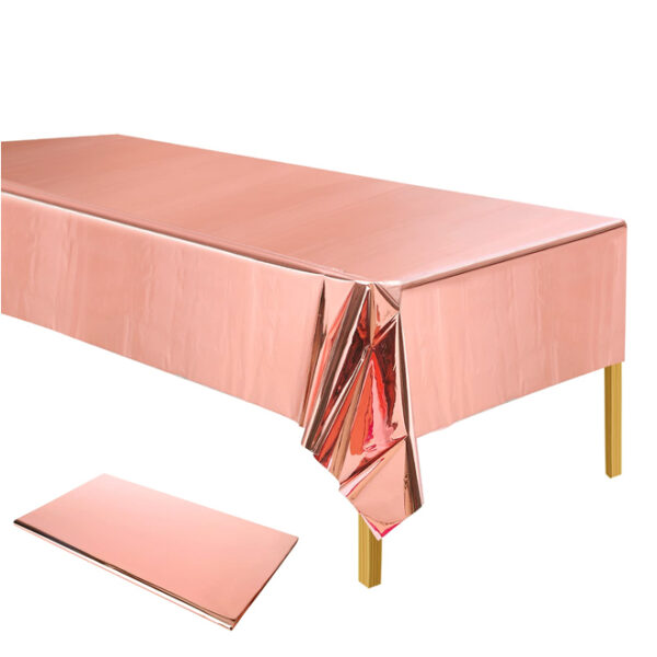Rose Gold Metallic Plastic Table Cover