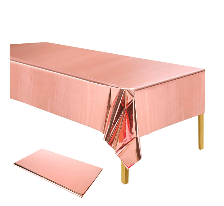 Rose Gold Metallic Plastic Table Cover