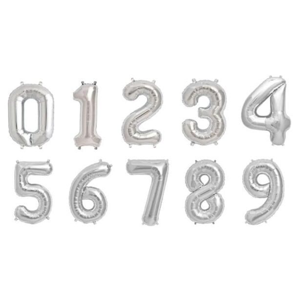 Party Balloon Silver Numbers