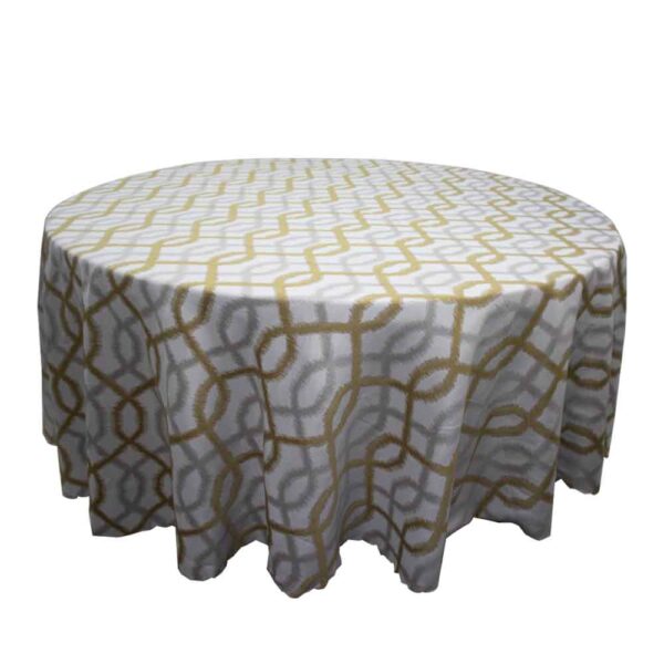 Geometric Round Table Cloth Grey/Gold