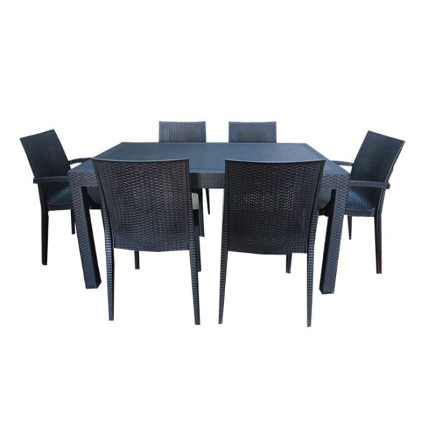 Outdoor dining set 7 pce black