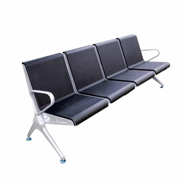 4 Seater Black Plastic Coated Waiting Area Bench