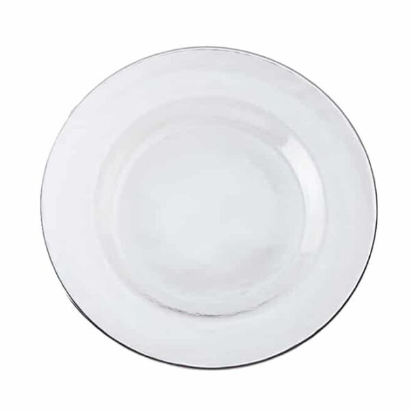 Silver Rimmed Clear Glass Underplate