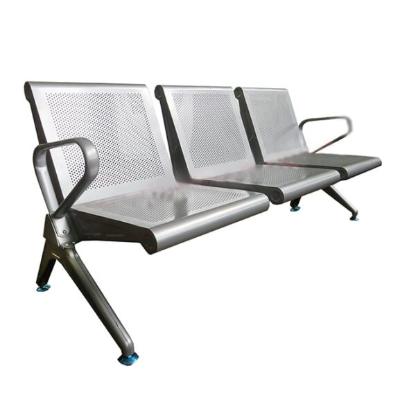 3 Seater Matte Silver Waiting Area Bench