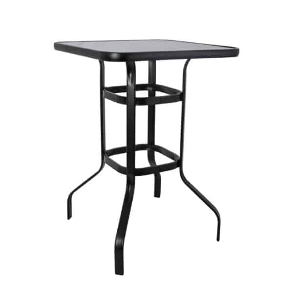 Aluminium Bar Table Tempered Black Glass Top