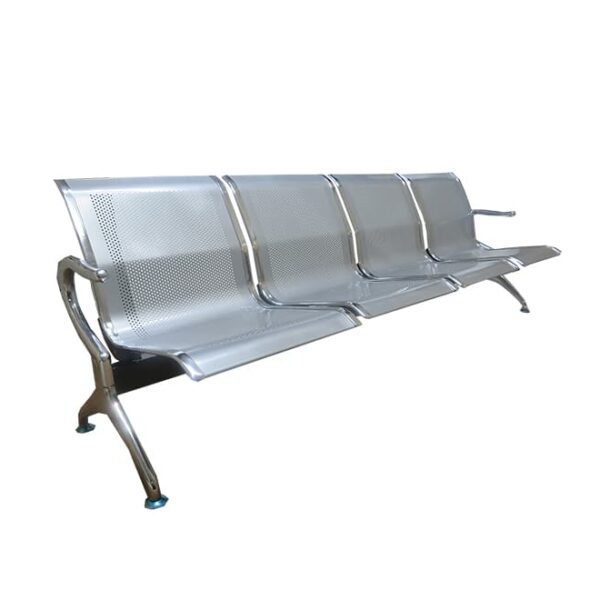 4 Seater Flash Silver Steel Waiting Area Bench