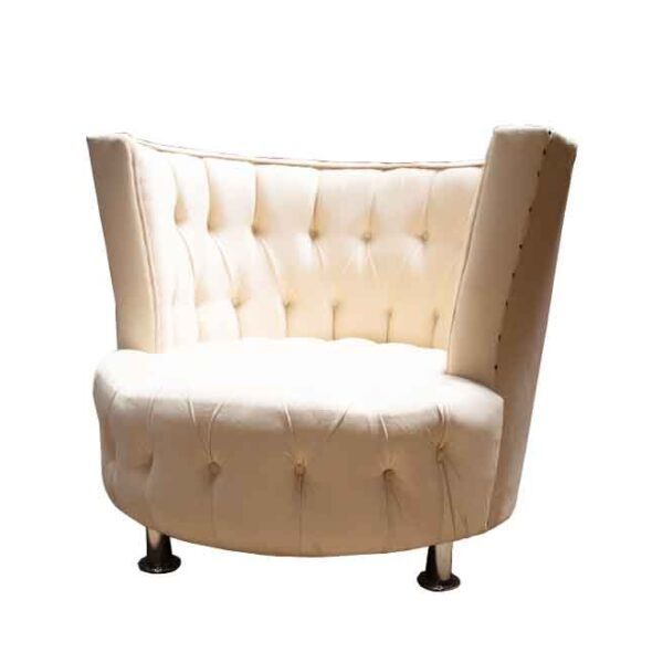 Cream Velvet Tub Chair with Buttons