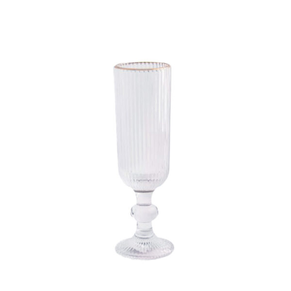 Gold Rim Champagne Glass Ribbed Pattern