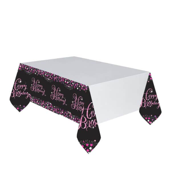 Pink Celebration Plastic Table Cloth