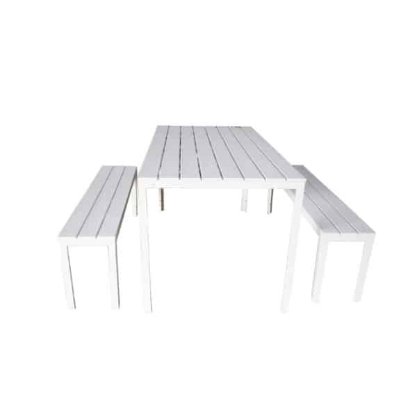 Table and Bench Set White
